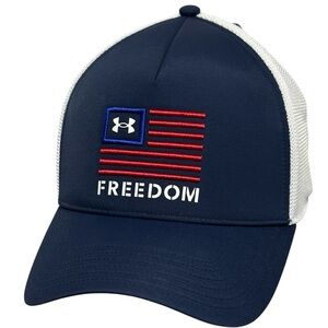 Hurley Men's Freedom Trucker Hat Navy Blue/White Flag  -Snapback